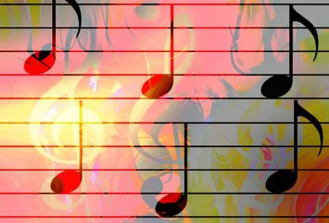 Graphic design illustration of notes and note lines, music concept Stock Illustration
