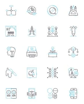 Graphic design linear icons set. Typography, Logos, Layout, Color, Branding Stock Illustration