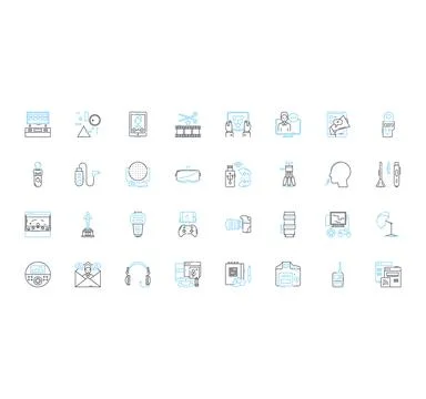 Graphic design linear icons set. Typography, Layout, Hierarchy, Vector, Color Illustrazione stock