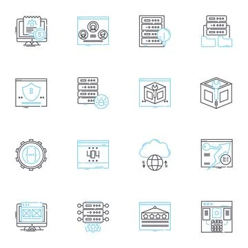 Graphic Design linear icons set. Typography, Color theory, Layout, Branding Stock Illustration