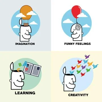 Graphic design of Mind and Thinking , vector illustration 스톡 일러스트