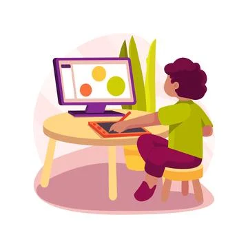Graphic design online class isolated cartoon vector illustration. Ilustración de archivo