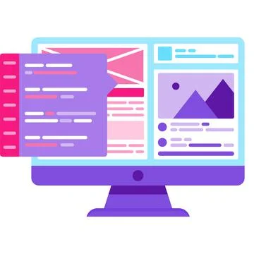 Graphic design pc website creative vector icon Illustrazione stock