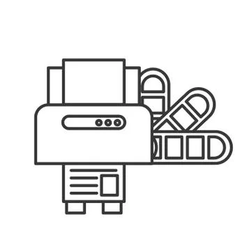 Graphic design printer machine and color tone Stock Illustration