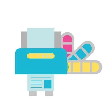 Graphic design printer machine and color tone Stock Illustration