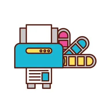 Graphic design printer machine and color tone Stockillustratie