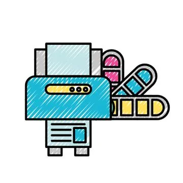 Graphic design printer machine and color tone Illustrazione stock