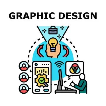Graphic design process team collaboration development Stock Illustration