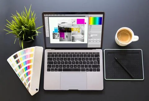 Graphic design  screen laptop Stock Illustration