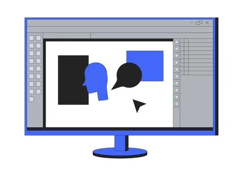 Graphic design software interface 2D cartoon object 스톡 일러스트