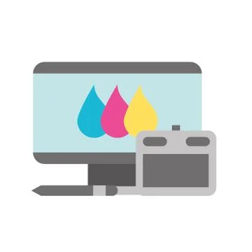 Graphic design tablet computer and digital pen Stock Illustration