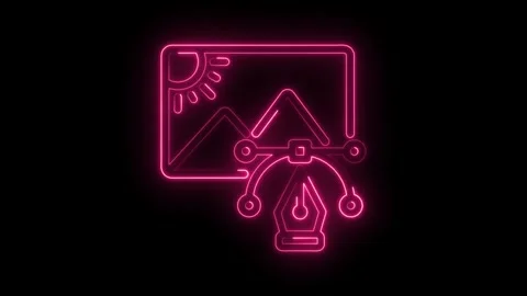 Graphic design tool neon animation editing image drawing software symbol Vídeo Stock 330777852
