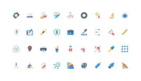 Graphic design tools and software for art creation, portfolio of creator color 스톡 일러스트