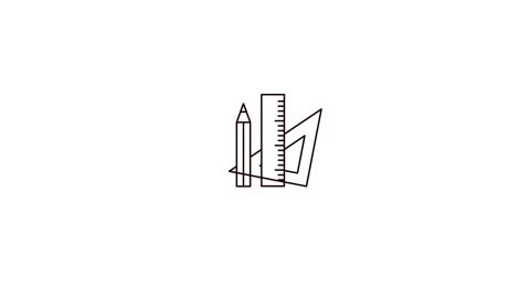 Graphic Design Tools Pencil Ruler Line Icon Animation Video stock 346743679