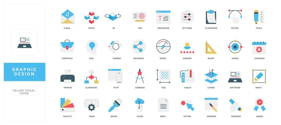 Graphic design tools, software and filter, creative visual artwork color icon Stock Illustration