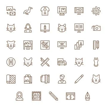 Graphic Design Vector Graphics featuring 35 Regular Line Editable 256x256 D.. Stock Illustration