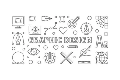 Graphic design vector line horizontal banner Stock Illustration