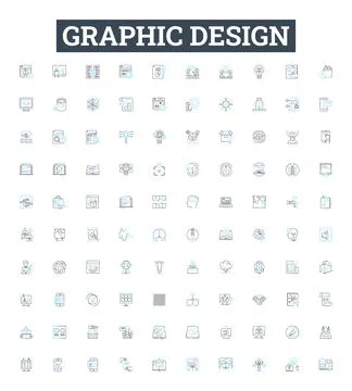 Graphic design vector line icons set. Graphic, Design, Logo, Vector, Typography Illustrazione stock