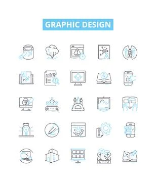 Graphic design vector line icons set. Graphic, Design, Logo, Vector, Typography Ilustración de archivo