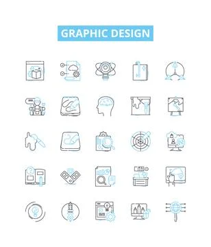 Graphic design vector line icons set. Graphic, Design, Logo, Vector, Typography Stock Illustration