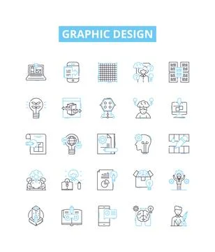 Graphic design vector line icons set. Graphic, Design, Logo, Vector, Typography Ilustración de archivo