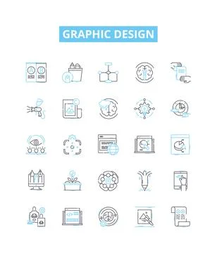Graphic design vector line icons set. Graphic, Design, Logo, Vector, Typography Illustrazione stock