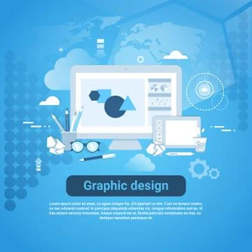 Graphic Design Web Development Template Banner With Copy Space Stockillustratie