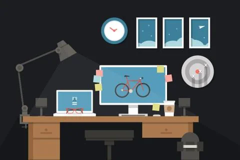 Graphic designer desk Stock Illustration