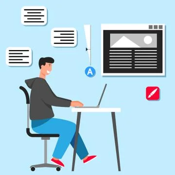 Graphic Designer On The Desk Stock Illustration