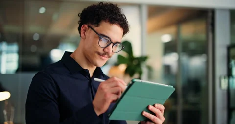 Graphic designer, drawing and man with tablet for website, web development or ui Stock Footage 323319677