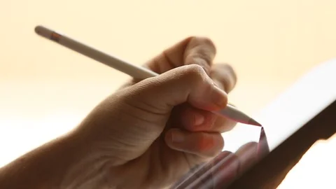 Graphic Designer Drawing on digital tablet with digital Stylus pen Stock Footage 88775345