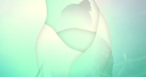 Graphic designer interacting with organic gradient shapes in technology theme Vídeos de archivo 307708363