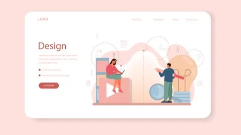 Graphic designer or digital illustrator web banner or landing page Illustrazione stock