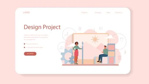 Graphic designer or digital illustrator web banner or landing page Stock Illustration