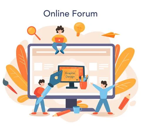 Graphic designer or digital illustrator online service or platform Stock Illustration