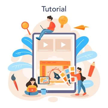 Graphic designer or digital illustrator online service or platform Stock Illustration
