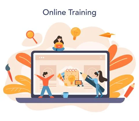 Graphic designer or digital illustrator online service or platform Stock Illustration