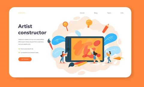 Graphic designer or digital illustrator web banner or landing page Stock Illustration