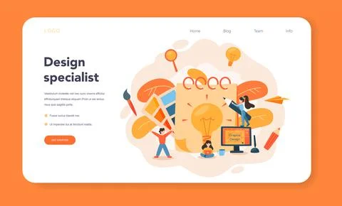 Graphic designer or digital illustrator web banner or landing page Illustrazione stock