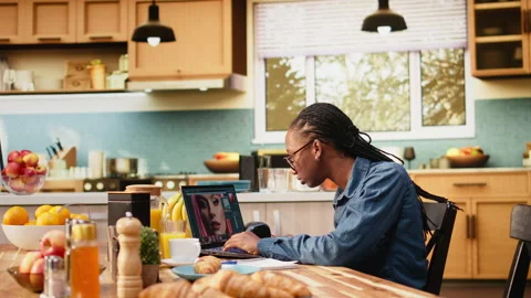 Graphic designer photo editor checking visual content on laptop Stock Footage 344243160