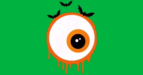 Graphic designer placing dripping eyeball on transparent background, with bat Stock Footage 317480181