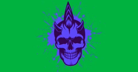Graphic designer placing stylized skull on transparent canvas, with animated Stock Footage 317527404