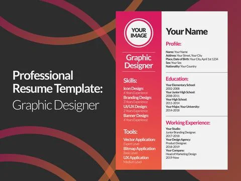 Graphic Designer Resume Design Template Stock Illustration