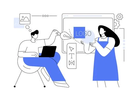 Graphic designer software abstract concept vector illustration. Illustrazione stock