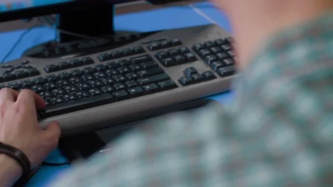 Graphic designer uses digitizer in textile factory Stock Footage 73894587