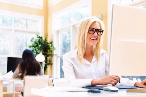 Graphic designer using her pen tablet device Stock Photos