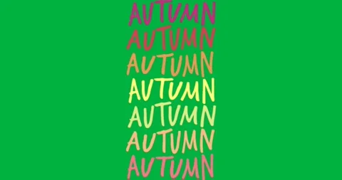 Graphic designer using stacked brushstroke AUTUMN text in fall hues on Stock Footage 317594934