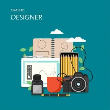 Graphic designer vector flat style design illustration Stock Illustration