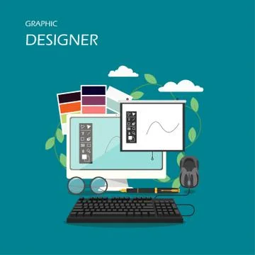 Graphic designer vector flat style design illustration Illustrazione stock