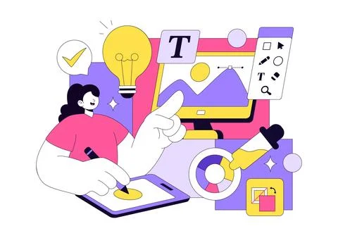 Graphic Designer Vector Illustration Showcasing Creativity And Business Usi.. 스톡 일러스트